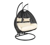 Fauteuil suspendu en polyrattan HOME DELUXE TWIN DELUXE - Noir/Crème - 2 personnes