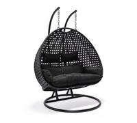 Fauteuil suspendu en polyrattan HOME DELUXE TWIN - Noir - Pour 2 personnes