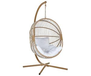 Fauteuil Suspendu en Polyrotin Beige avec Support en Métal Intérieur Extérieur Acri