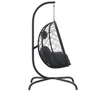 Fauteuil suspendu en polyrotin - WIENS - Anthracite - 106x103x195 cm - Rotin PE - Acier thermolaqué - Pivotant