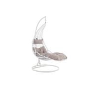 Fauteuil suspendu en résine tressée - Blanc avec coussins gris - LUVA de MYLIA