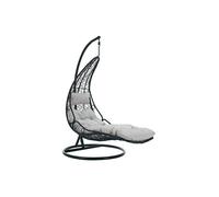 Fauteuil suspendu en résine tressée - Noir avec coussins gris - LUVA de MYLIA