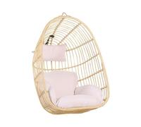 Fauteuil suspendu en rotin beige - BELIANI - CASOLI - Ergonomique - Intérieur/Extérieur - Coussins déhoussables
