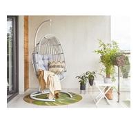 Fauteuil suspendu en rotin gris clair avec support SESIA - BELIANI - Exotique - Pour intérieur et extérieur
