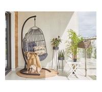 Fauteuil suspendu en rotin gris foncé avec support SESIA