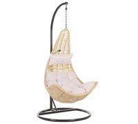 Fauteuil Suspendu Extérieur et Intérieur en Rotin Beige Design Moderne et Support Solide pour Salon ou Jardin Beliani