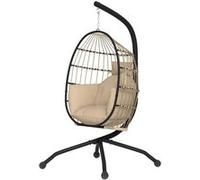 Fauteuil suspendu - fauteuil oeuf suspendu - panier pliable - épais coussin - porte-gobelet - acier noir résine tissu kaki Kaki G