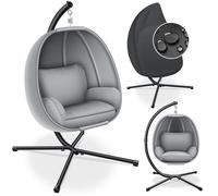 KESSER® Fauteuil Suspendu de Luxe avec Structure et Coussin d'assise Moelleux | Panier intérieur et extérieur | Balançoire de Jardin | Chaise Suspendue