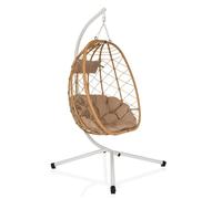 Fauteuil suspendu - hjh LIVING - COCOVA - Blanc/Beige - Tissu, rotin PE, fer