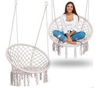 Sofotel Chaise suspendue de jardin Boho blanche avec coussin