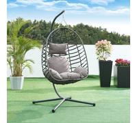 Fauteuil suspendu 'Kandsvas' avec support et coussin pour 1 personne 198 x 110 x 95 cm Gris