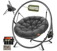 KESSER Fauteuil suspendu avec cadre Bali, balançoire suspendue jusqu'à 150 kg, pour intérieur et extérieur, coussin et poche latérale, panier suspendu, structure en acier et rembourrage en mousse