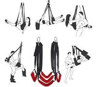 Fauteuil Suspendu Multifonctionnel d'intérieur, Rouge, Taille Confortable et réglable, Yoga Chambre Couple