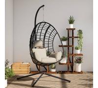 Fauteuil suspendu Oeuf-Design avec support Beige Rotin et acier
