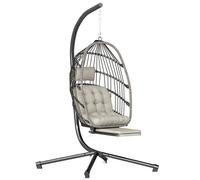 Fauteuil suspendu - Outsunny - avec support et repose-pieds - pliant intérieur extérieur - coussin doux - gris clair