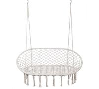 Fauteuil suspendu Rebecca Mobili Gahat 150x130x70 Polycotton acier blanc crème Boho