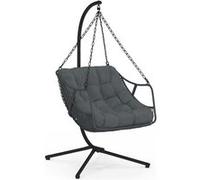 IDMarket – Fauteuil suspendu Relax LOA ajouré effet rotin gris avec coussin gris