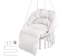 Fauteuil suspendu SucceBuy - Beige, capacité de charge de 150 kg pour une détente ultime. Ce fauteuil en macramé de SucceBuy est composé de tubes en acier et de cordes en coton. Avec coussin et instal