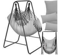 Fauteuil - TECTAKE - Siège suspendu ALISON au style bohème avec 3 coussins épais, capacité de 160 kg, 85 x 100 x 154 cm - Gris