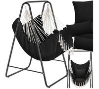Fauteuil suspendu - TECTAKE - Siège ALISON au style bohème, capacité de charge de 160 kg 85 x 100 x 154 cm - Noir