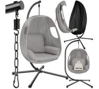 Fauteuil suspendu - TECTAKE - Siège ANIKA pliable avec support et coussin, capacité de charge de 160 kg, pivovant à 360 - Gris clair