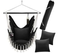 Fauteuil suspendu - TECTAKE - Siège MALIKA au style bohème avec compartiment, capacité de charge de 150 kg - Noir