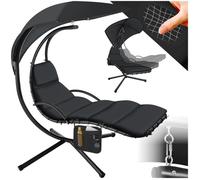 Fauteuil suspendu - TECTAKE - Siège suspendu ELARIA avec protection UV et poche latérale résistante, 195 x 132 x 197 cm - Noir