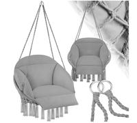 Fauteuil suspendu - TECTAKE - Siège SAMIRA avec cordes, coussins, pompons et maintiens solides - Gris