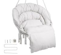 Fauteuil Suspendu-VEVOR-Charge 150 kg-Chaise Suspendue Pivotante Macramé, Coussin-pour Chambre,Jardin, Intérieur, Extérieur-Beige