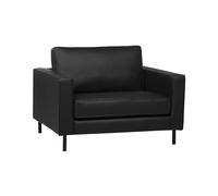 Fauteuil Tapissé en Cuir Noir Fendu avec Assise Spacieuse et Rembourrage Moelleux pour Salon au Design Moderne Intemporel Beliani