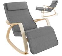 FAUTEUIL - TECTAKE - Fauteuil à bascule ONDA Supporte jusqu'à 150 kg avec un Rembourrage confortable et un coussin - Gris Clair