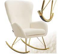 FAUTEUIL - TECTAKE - Fauteuil à bascule SWING avec patins en acier et rembourrage épais - Crème/Or