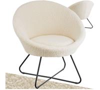 TecTake® Fauteuil Salon Confortable Tissu Bouclette Fauteuil Relax Fauteuil Scandinave Fauteuil Cocktail Moelleux Chaise Ergonomique pour Salon, Chambre, Siege Bureau, Allaitement Fauteuil Bouclette