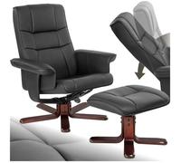 Fauteuil - TECTAKE - Fauteuil relax avec pied en croix en matière synthétique, rotatif à 360 degrès - Noir/marron