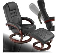 FAUTEUIL - TECTAKE - Fauteuil relax pied rond WILLY avecrepose-pieds et Dossier réglable Capacité de charge 150 kg - Noir