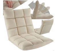 Fauteuil - TECTAKE - Fauteuil relax SNOOZE 2-en-1 en velours réglable sur 14 positions, 108 x 57 x 13,5 cm - Beige