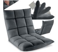 tectake® Fauteuil Relax XXL Velours 2en1 Fauteuil TV & Matelas de Sol Moelleux Chaise Longue de Relaxation & méditation Fauteuil Salon Confortable avec Dossier inclinable Chambre, Allaitement