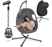 TecTake Fauteuil suspendu Anika – 160 kg, intérieur/extérieur, coussin lavable, acier