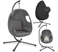 TecTake Fauteuil suspendu Anika – 160 kg, intérieur/extérieur, coussin lavable, acier