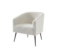 Fauteuil TOMMY en tissu bouclette blanc
