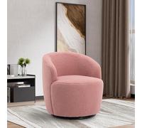 Fauteuil tonneau pivotant moderne en tissu Sherpa rond confortable pour salon, chambre à coucher, bureau, lecture et détente