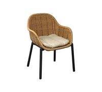 Fauteuil - TORNADO - Acier époxy graphite - Assise wicker twisted naturel avec galette