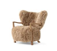 &Tradition Wulff chaise d'extérieur Linge Hêtre, mousse, Peau de mouton, Contre-plaqué, Polyester