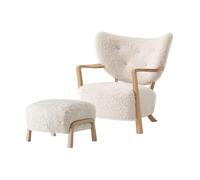 &Tradition Wulff ATD2 Fauteuil Peau de Mouton Clair de Lune/Chêne Incl. Pouf ATD3