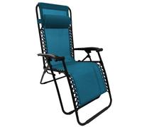 Fauteuil Transat Inclinable Pliable Avec Appui¿Tête Bleu