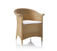 Fauteuil tressé Carmelita nature / coussin crème 62x80x61 cm