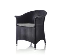 Fauteuil tressé Carmelita noir / coussin gris 62x80x61 cm