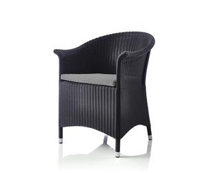 Fauteuil tressé Carmelita noir / coussin gris 62x80x61 cm