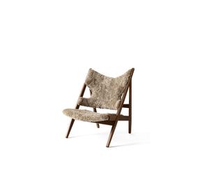 Fauteuil Tricot Rembourré Mouton avec Piètement Noyer