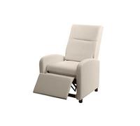 Fauteuil TV HWC-H18, fauteuil inclinable, cuir synthétique pliable 99x70x75cm crème-beige